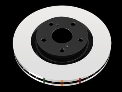 DBA 4000 Series HD brake rotor with smooth OE-style finish and black center hub for racing applications requiring stock appearance