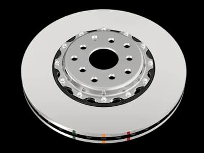 DBA 5000 Series HD brake rotor featuring smooth OE style finish with silver surface, central mounting hub and colored indicator markings