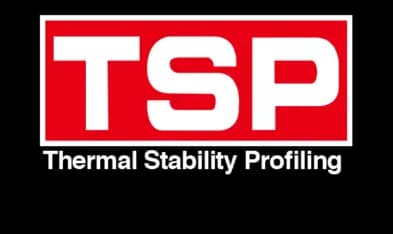 DBA TSP logo featuring white TSP letters on red background representing the Thermal Stability Profiling technology